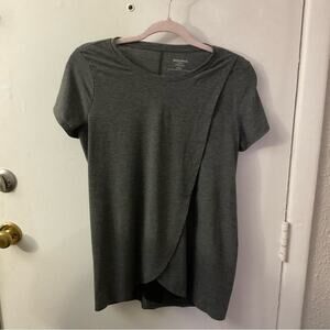 Motherhood Maternity Gray/Black Crewneck T-Shirt Nursing Top S Comfy Casual